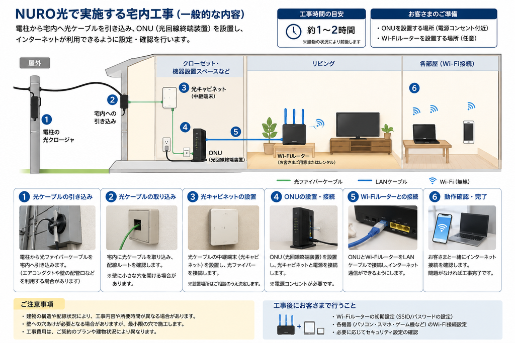 宅内工事の一般的な内容